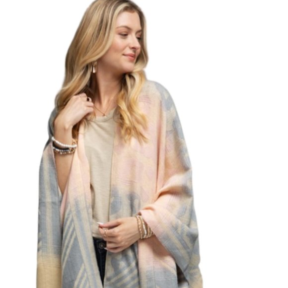 Gorgeous Animal Print Color Block Ruana - Picture 1 of 3